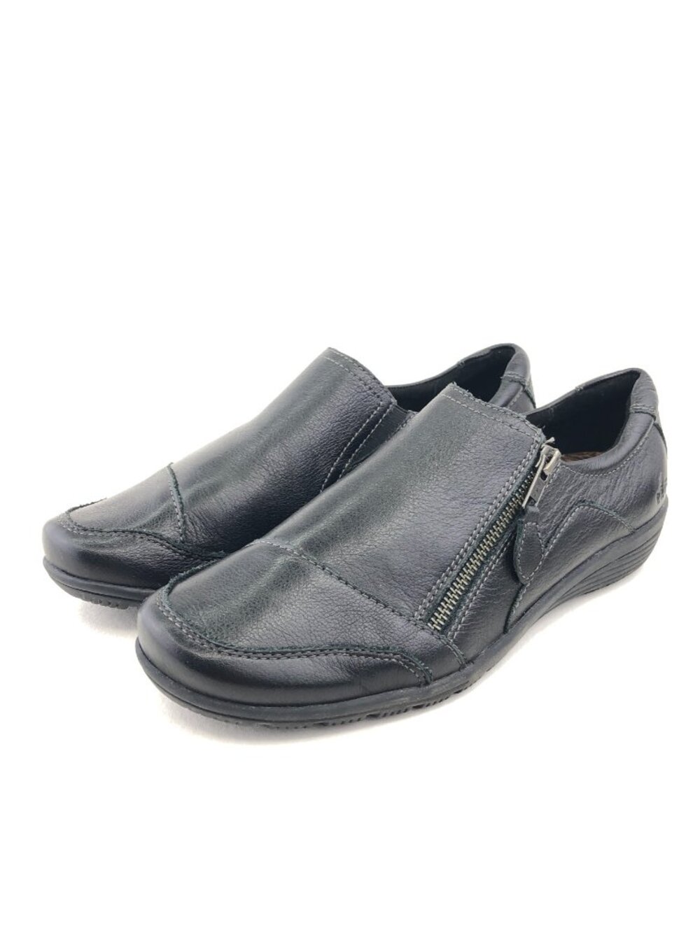 Taos Character Black Leather Zip Casual Flats 9.5 - Picture 3 of 12